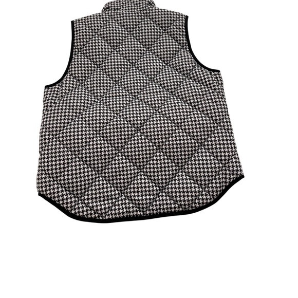 J Crew Houndstooth puffer vest women’s with snap pockets Black/White size L - Picture 5 of 8